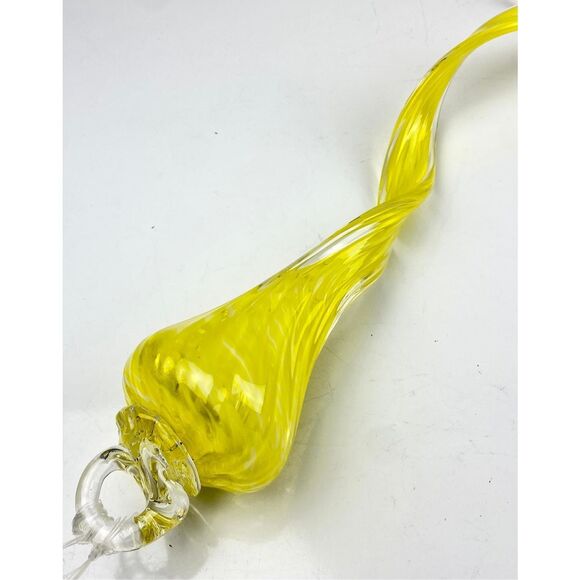 Art Yellow Glass Wave Twisted Cone Sculpture Modern Decor Curved Abstract MCM - Picture 6 of 10
